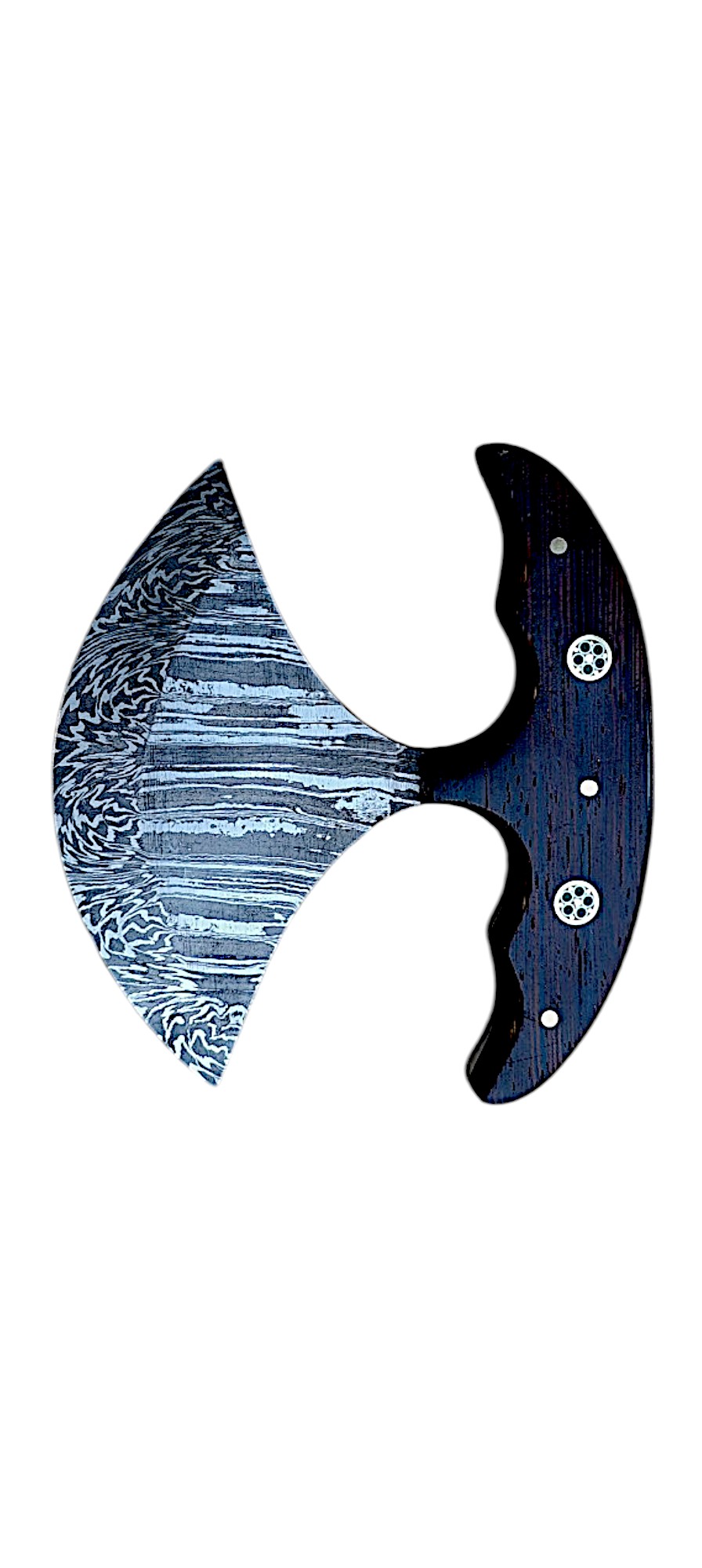 Damascus Ulu Knife with Rosewood Handle & Leather Sheath – 6" Blade - Image 4