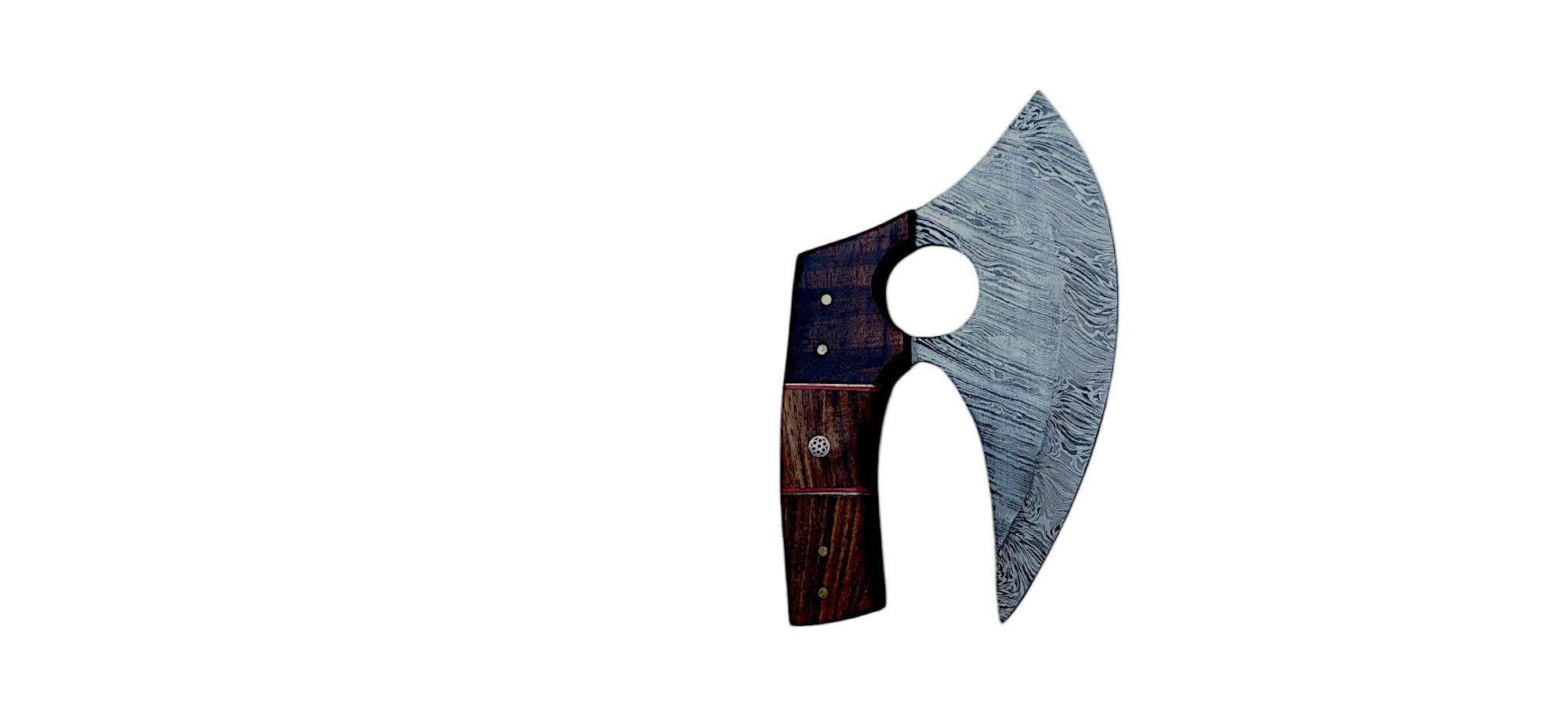 Custom Handmade Damascus Steel Ulu Knife with Leather Sheath – (6.5") - Image 3