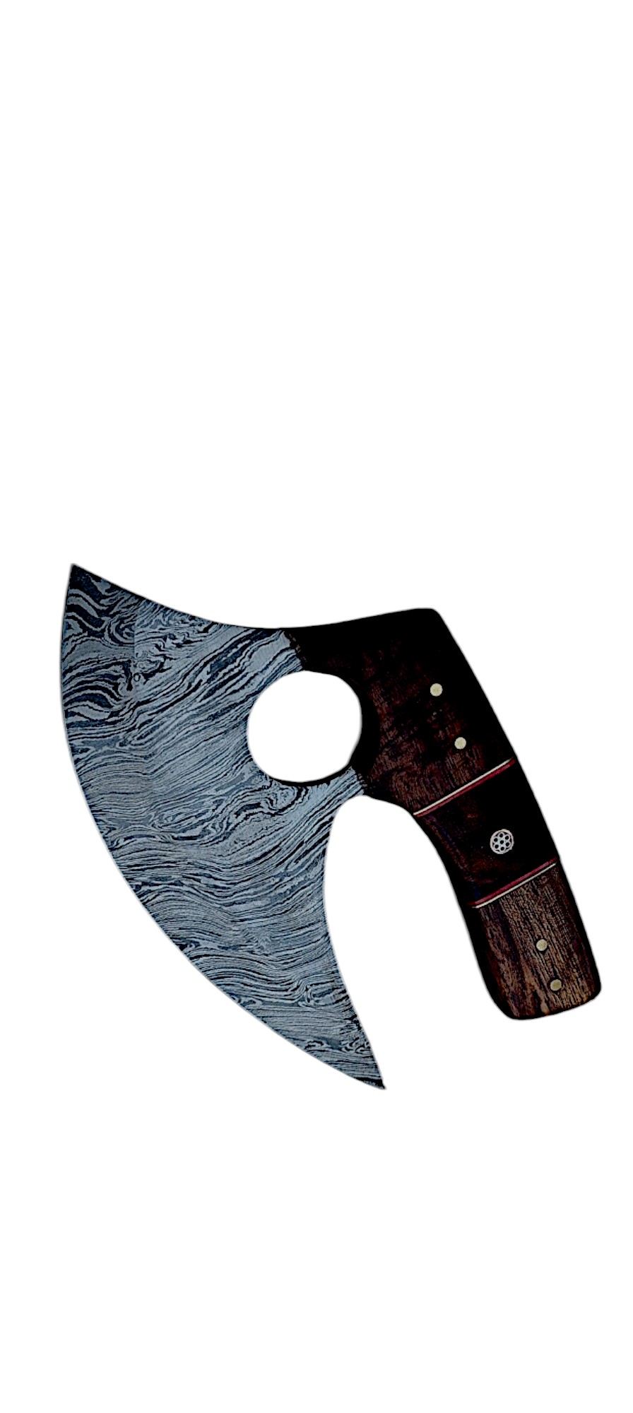 Custom Handmade Damascus Steel Ulu Knife with Leather Sheath – (6.5") - Image 2