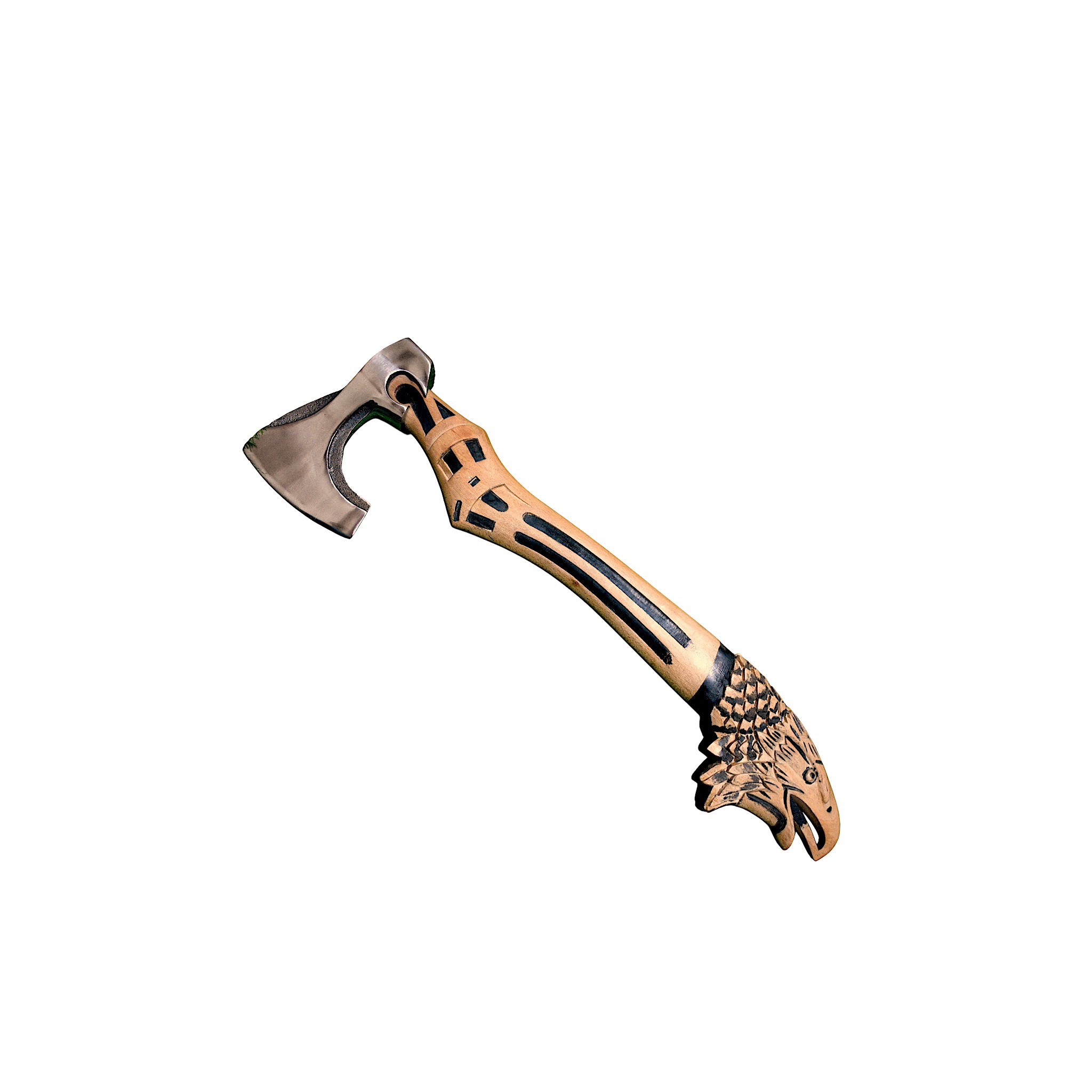 Handcrafted Viking Axe with Eagle Carved Wooden Handle & Stainless Steel Blade