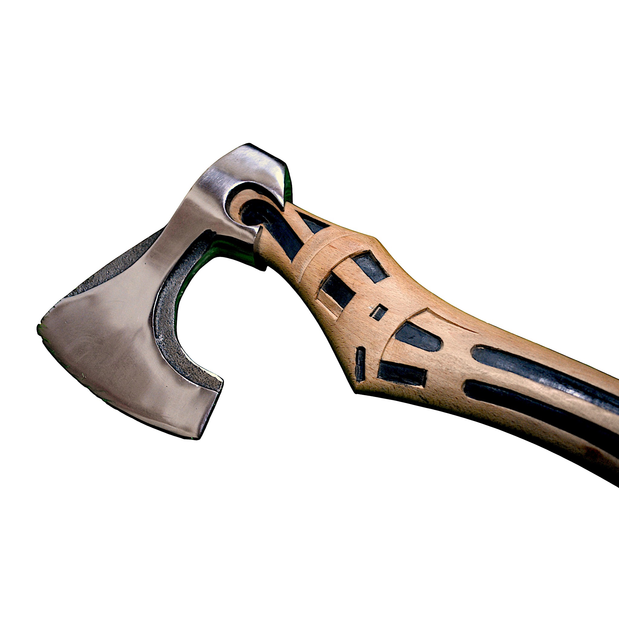 Handcrafted Viking Axe with Eagle Carved Wooden Handle & Stainless Steel Blade - Image 2