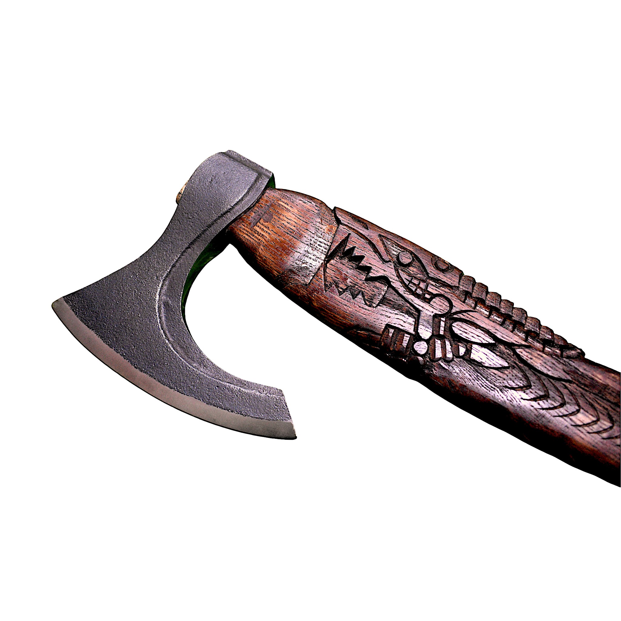 Handcrafted Snake-Head Viking Axe | Engraved Stainless Steel Blade & Carved Wooden Handle - Image 6