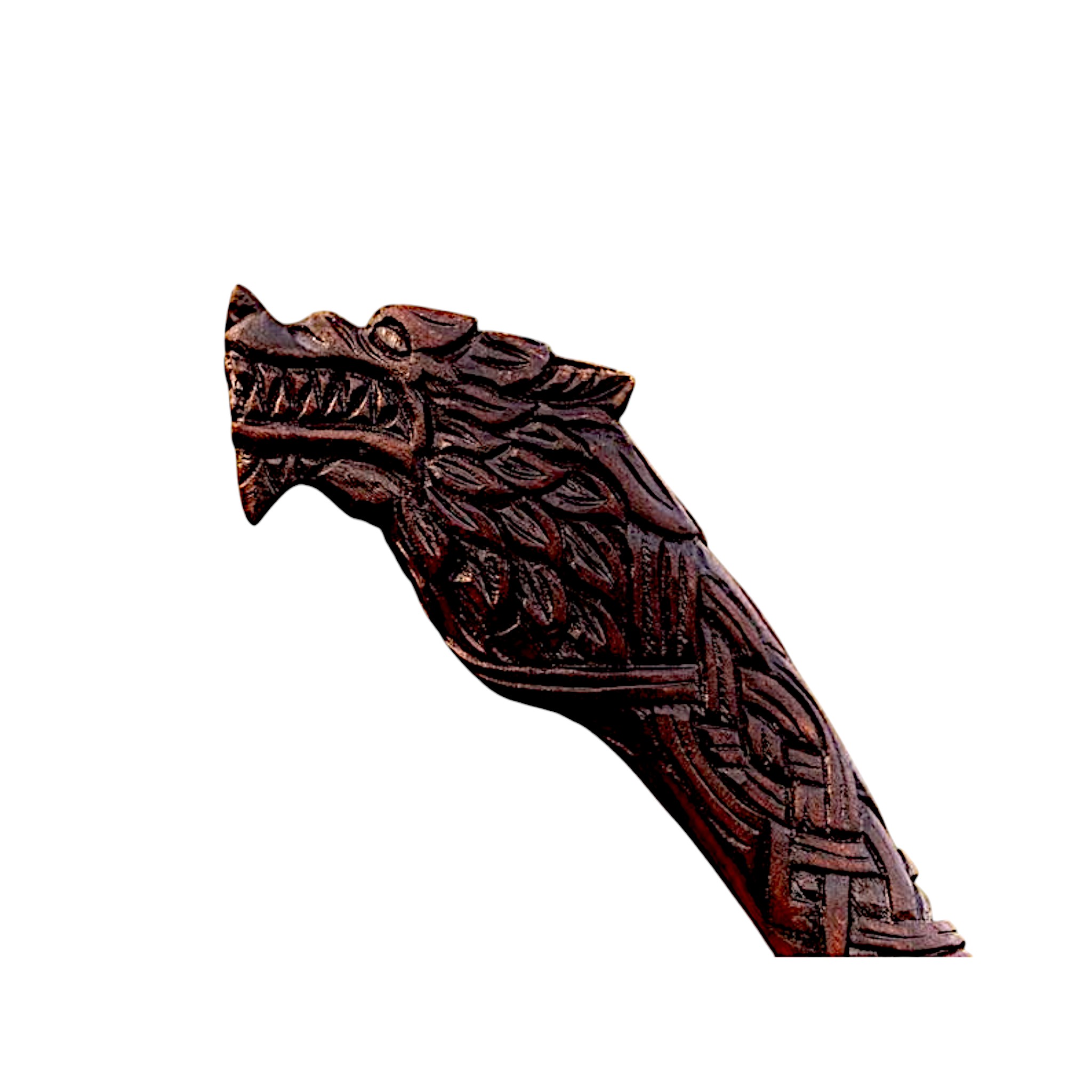 Handcrafted Viking Battle Axe with Engraved Blade and Carved Dragon Handle - Image 5